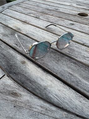 Prive Revaux Silver Frame Sunglasses with Blue Mirrored Lenses